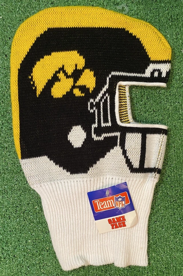 Vintage 90s Iowa University Hawkeyes Mask Balaclava NCAA Football Game Face NWT - Image 1 of 4
