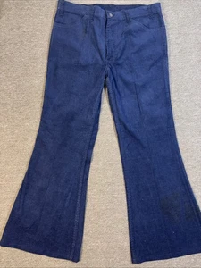 Vintage Levis Corduroy Pants 38x30 Flared Clean Navy Blue - Picture 1 of 5