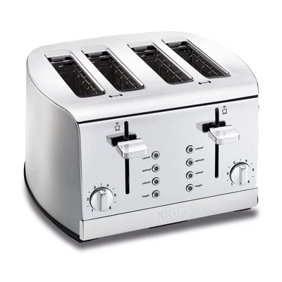 : 4 Slice Toaster, Stainless Steel, 4 Functions, Cancel, Bagel, Reheat, Defro... - Image 1 of 4