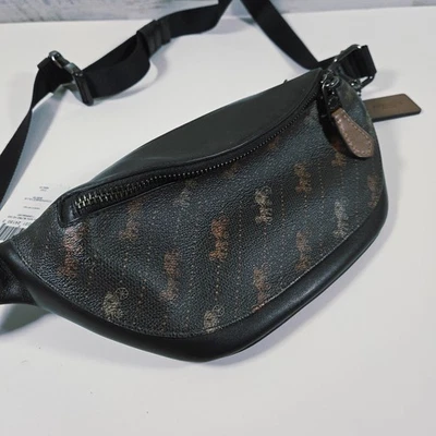 Coach C4138 Warren Mini Belt Bag Leather Horse & Carriage Print Black Brown NEW - Image 1 of 4