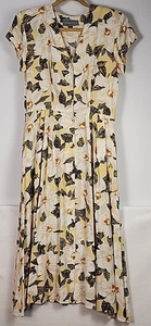 Vtg 80s Carol Anderson California Dress Womens Floral Cottage Core Shoulder Pads - Picture 1 of 10
