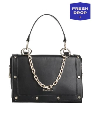 RRP€189 BLUGIRL PU Coated Handbag Medium Black Logo Detachable Chain Strap - Image 1 of 4