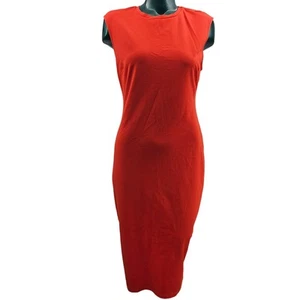 Zara Orange Ärmellos Stretch Bodycon Midi Bleistift Kleid Damen Gr. L 3141 - Bild 1 von 5