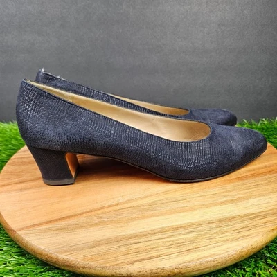 Salvatore Ferragamo Mujer 10 AA Azul Brillante Gamuza Sin Cordones Bloque Zapatos de Bomba Foto 1 de 4