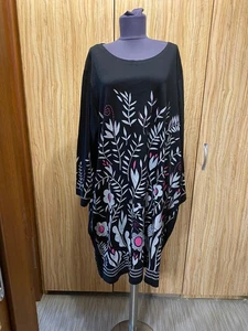 GUDRUN SJODEN STRETCH JERSEY LYOCELL COTTON MULTICOLORED FLORAL KNEE DRESS-XXL - Picture 1 of 12