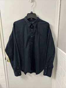 Vintage Ralph Lauren Shirt Womens Sz 14 Black Slim Fit Button Down Cotton L/S - Picture 1 of 12
