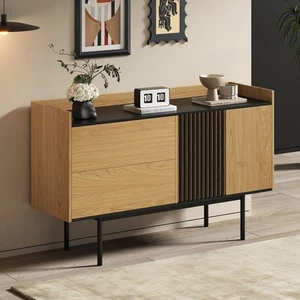 Modern Sideboard Kommode mit 2 Türen, 2 Schubladen & verstellbare Ablage Natur - Bild 1 von 17