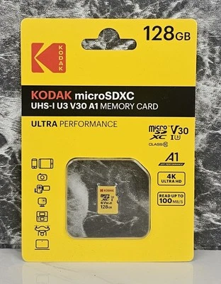 Kodak 128GB Micro SDXC UHS-1 U3 V30 A1 4k Ultra HD read up to 90mb/s - Image 1 of 2