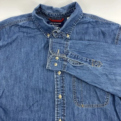 Levi Strauss & Co Signature Blue Denim Shirt Button Down Long Sleeve Mens M - Image 1 of 4
