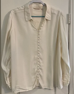 Blusa Soft Surroundings Plus Talla 2X Marfil LS Puño Poeta 5DR89 Foto 1 de 4