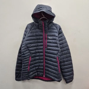 Rab Microlight Alpine Grey Nikwax Pertex Down Puffer Hood Coat Jacket Size Uk 16 - Picture 1 of 10
