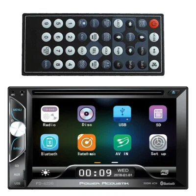 Power Acoustik  PD-620HB 6.2" Display 2 DIN DVD/CD Player SD,BT,USB Android Link - Image 1 of 3
