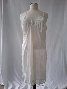 Camisón vintage blanco sin mangas de nailon talla L años 50 años 60 - Imagen 1 de 9