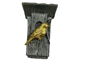 COLLECTIBLE 1999 MARJOLEIN BASTON SIGNED BROOCH BIRD WITH Pewter BIRDHOUSE - Picture 1 of 3