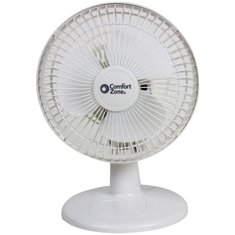 Comfort Zone CZ6D 6-Inch Adjustable Tilt Desk Fan White