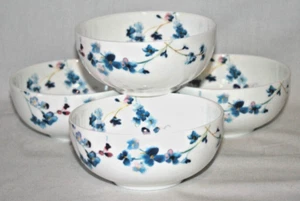 Mikasa Audrey 4.5" Bone China Fruit Bowls Small Blue Flowers Set of Four New - Picture 1 of 3