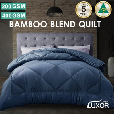 Aus Made All Size Microfibre Bamboo Winter Summer Quilt Duvet Doona Blue - image 1 of 4