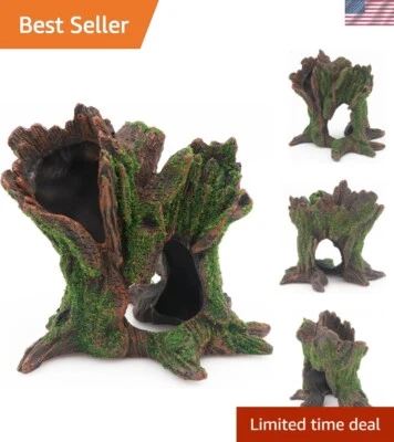 Cueva de tocón de árbol de resina intrincada - Decoración de acuario ideal para betta y cíclidos Foto 1 de 4