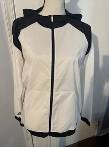 ADIDAS G ANORAK JACKET GOLF BLACK/WHITE-HOODED W/POCKETS Girl’s xL. NEW - Picture 1 of 12
