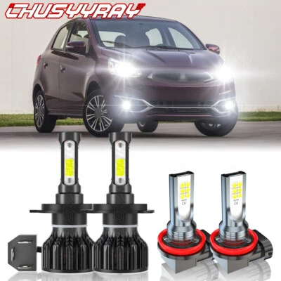 适用于三菱 Mirage 2014 - 2019 4x LED 车头灯雾灯灯泡套件白色 — 第 1/4 张图片