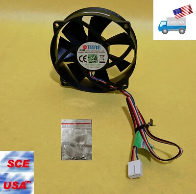 Genuine Titan Replacement 80mm Frame 95mm Diameter 4-pin PWM CPU Cooler Fan - Image 1 of 4