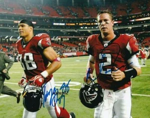 TONY GONZALEZ MATT RYAN RISTAMPA AUTOGRAFATA 8X10 FOTO FIRMATA FALCHI UOMO GROTTA - Foto 1 di 1