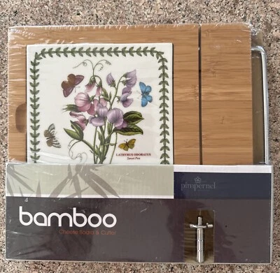 Nuevo tablero de queso y cortador de queso de bambú Pimpinela guisante dulce y mariposa 9,5 X 11 Foto 1 de 4