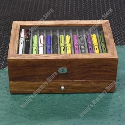 Caja de almacenamiento para pluma estilográfica de palisandro de 39 ranuras organizador de exhibición estuche de coleccionista Foto 1 de 4