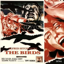 27W"x39H" THE BIRDS, CLASSIC OFFICIAL MOVIE POSTER by HITCHCOCK CANVAS