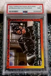 1992 TOPPS BATMAN RETURNS #4 INTRODUCING CATWOMAN PSA 9 MINT - Picture 1 of 3