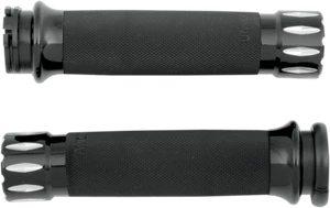 Avon Rival Black Dual Cable 1" Handlebar Grips for 1980-2022 Harley Dyna Touring - Picture 1 of 2