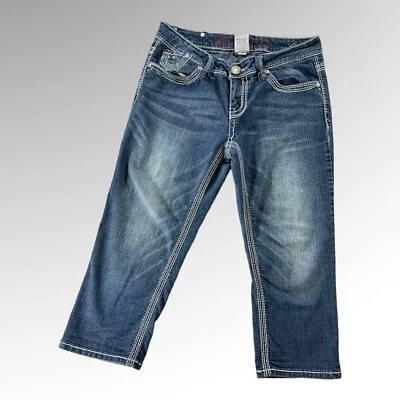 Pantalones de mezclilla hidráulicos Capri para mujer 30x21 Gramercy bordados tiro medio Foto 1 de 4