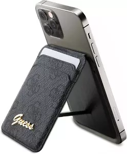 Guess 4G Classic Logo Wallet Card Slot Stand Case with MagSafe Black - Picture 1 of 5