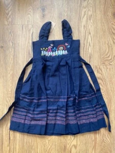 70’s embroidered wool pinafore dress 4/5 girls original flowers butterfly - Picture 1 of 6