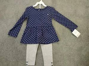 Toddler Girl's 2-Piece Knit Pants & Top, Carter's, Navy & Gray Cotton, 4T, New - Picture 1 of 11