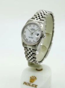 Men's Rolex Datejust Watch 16234 36mm Gloss White Roman Stainless Steel #W12 - Picture 1 of 12