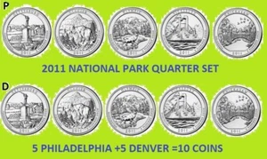 Juego de 10 monedas P&D America the Beautiful Quarter 2011 - Imagen 1 de 1