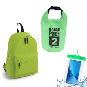 Combo Zaino Verde Lime + Sacchetto Waterproof WA06 + Borsa Impermeabile 2L - Imagen 1 de 1