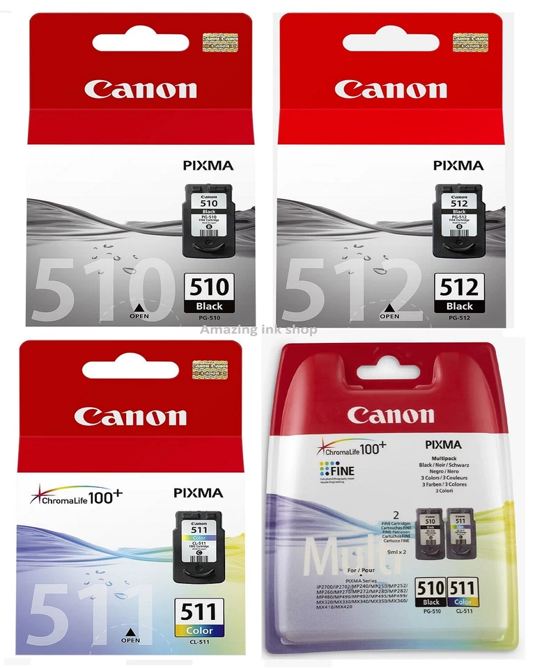 Original Canon Ink Cartridges, For PG510, CL511, PG512, CL513, Pixma Printer LOT - Image 1 of 1