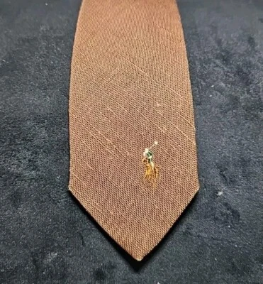 Vintage Polo Ralph Lauren 57" x 2.75" Handmade 100% Linen Brown Tie - Image 1 of 4