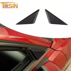 Front Door A Pillar Triangle Cover Trim for Ford Mustang 16-23 Carbon Fiber ABS - Foto 1 di 7