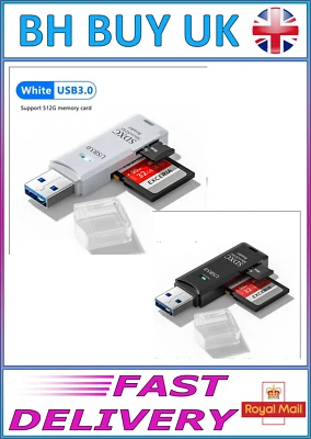 2 IN 1 MEMORY CARD READER, USB 2.0 3.0, HIGH SPEED, MICRO SD, TF, USB, HUB, UK - Image 1 of 4