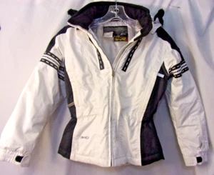 SPYDER Girl’s Size 12 Black/White Insulated Zipper Front Winter Jacket Hood VGC - Picture 1 of 3