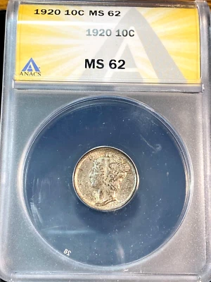 1920 Mercury Dime ANACS MS62 Looks 64 Easily Best Price Ebay CHRC - Image 1 of 2