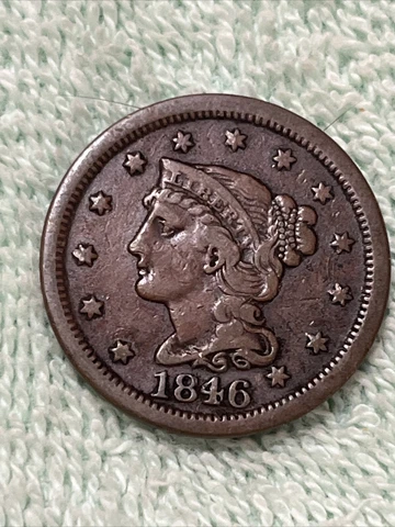 1846 Braided Hair Large Cent, Higher Grade. Real Nice Cover