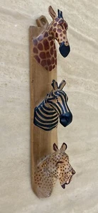 Ghepardo zebra giraffa da parete legno intagliato a mano made in Kenya LEGGI - Foto 1 di 8
