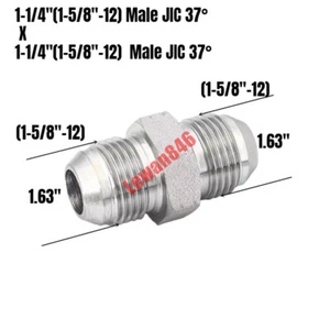 Hydraulic Adapter 1-1/4" Male JIC 37° X 1-1/4" Male JIC 37° Flare Straight Union - Picture 1 of 1