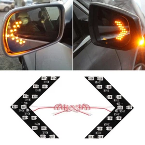 2× 14LED Arrow Panel Car Side Mirror Turn Signal Indicator Light Universal Parts - Picture 1 of 5
