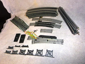 NICE HO SCALE FELLER SILVER RAIL TRACK LOT STRAIGHTS, CURVES, TRESSLE, TURNOUT, - Picture 1 of 6