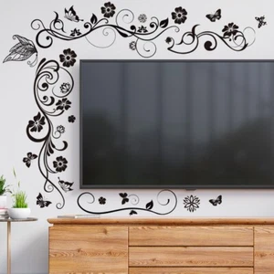 Wall Stickers Flower Vine Rose Butterfly Flower Home Decor Living Room Bedroom.. - Picture 1 of 7